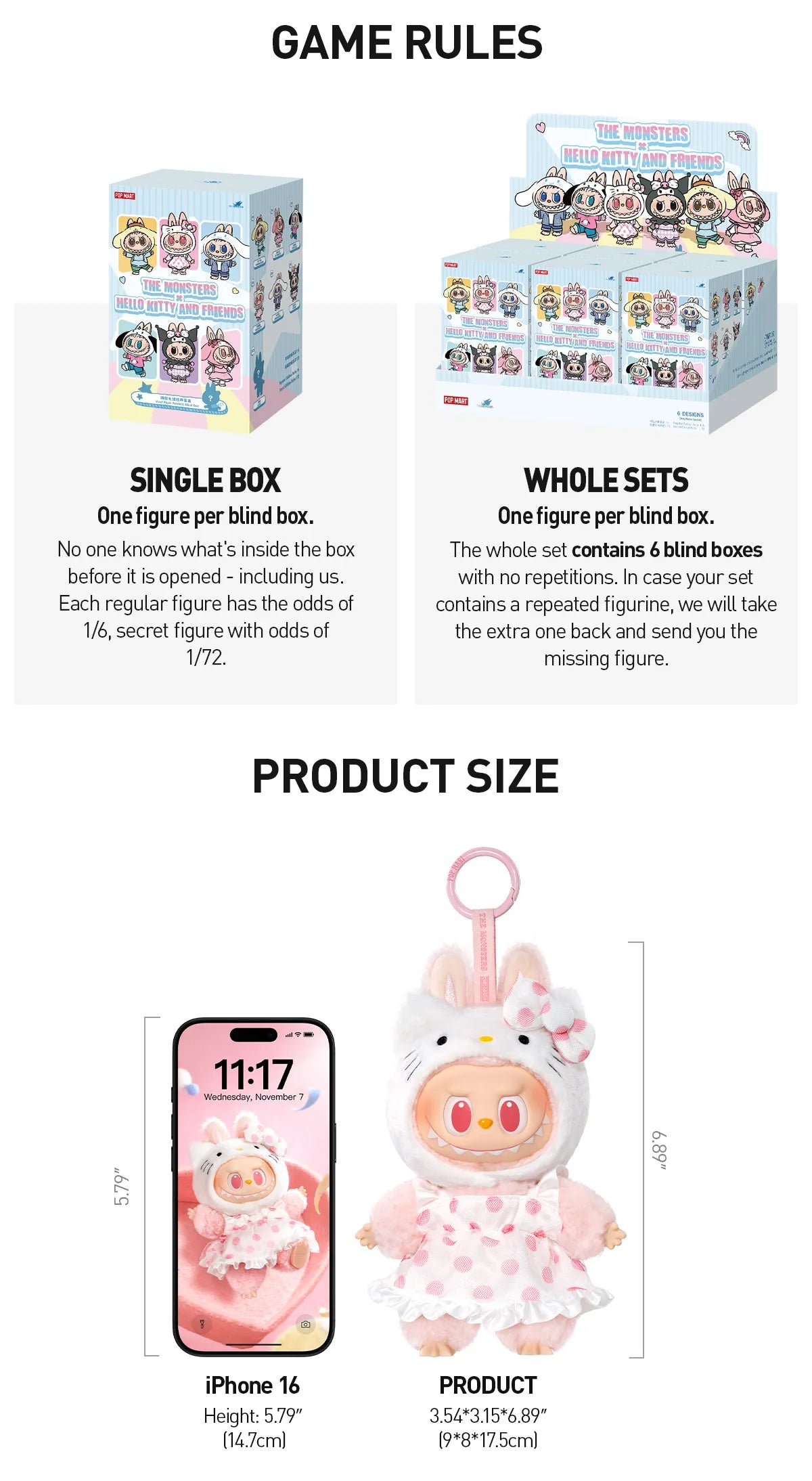 THE MONSTERS × Hello Kitty and Friends Series-Vinyl Plush Pendant Blind Box