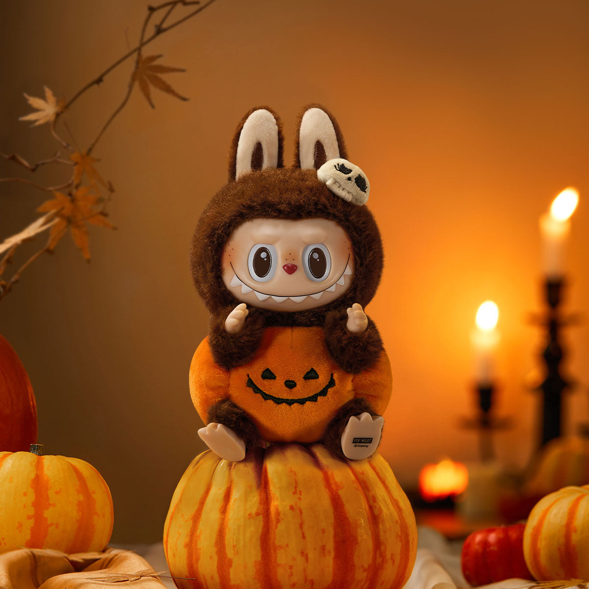 THE MONSTERS - Labubu - Happy Halloween Sitting Pumpkin Vinyl Plush Pendant