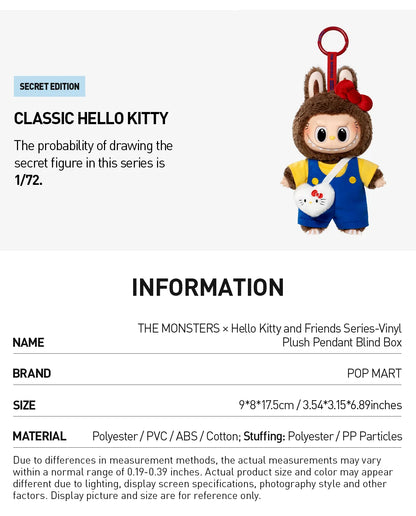 THE MONSTERS × Hello Kitty and Friends Series-Vinyl Plush Pendant Blind Box