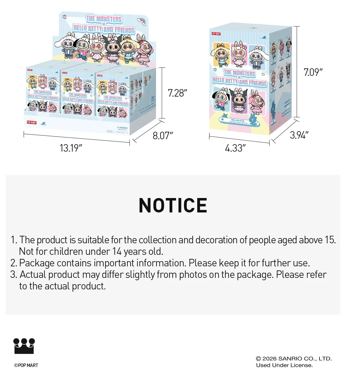 THE MONSTERS × Hello Kitty and Friends Series-Vinyl Plush Pendant Blind Box