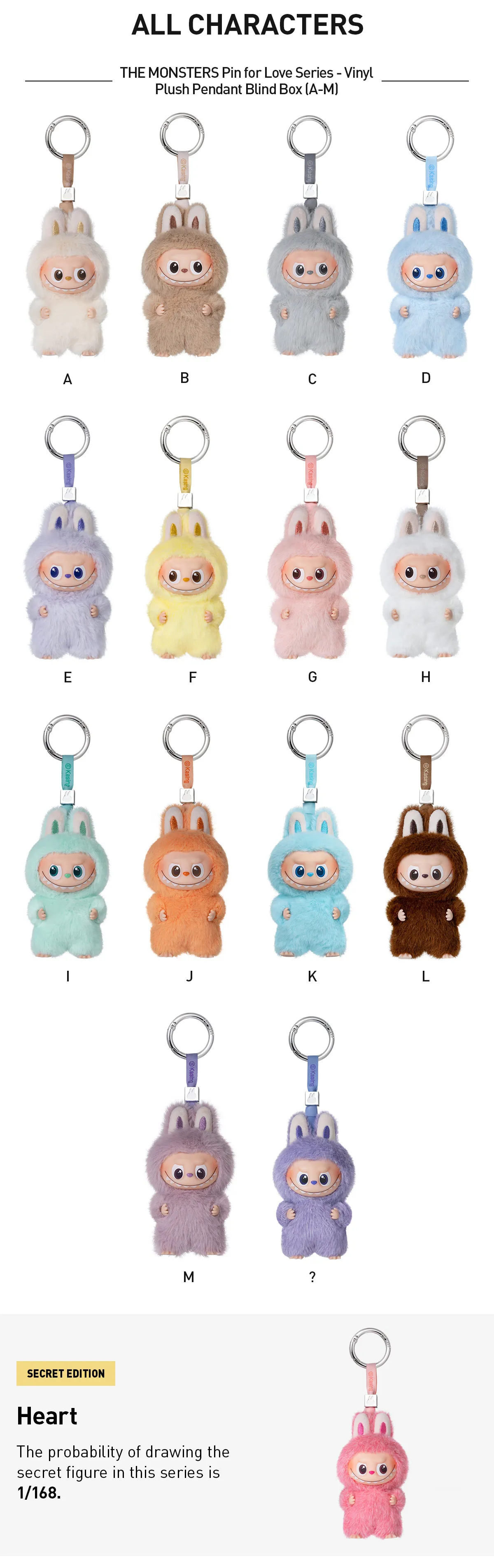 THE MONSTERS - Labubu V4 - Pin For Love Vinyl Plush Pendant A-M (Blind Box)