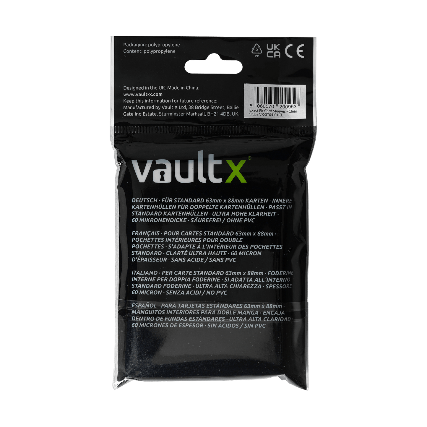 Vault X Exact Fit Card Sleeves - Clear