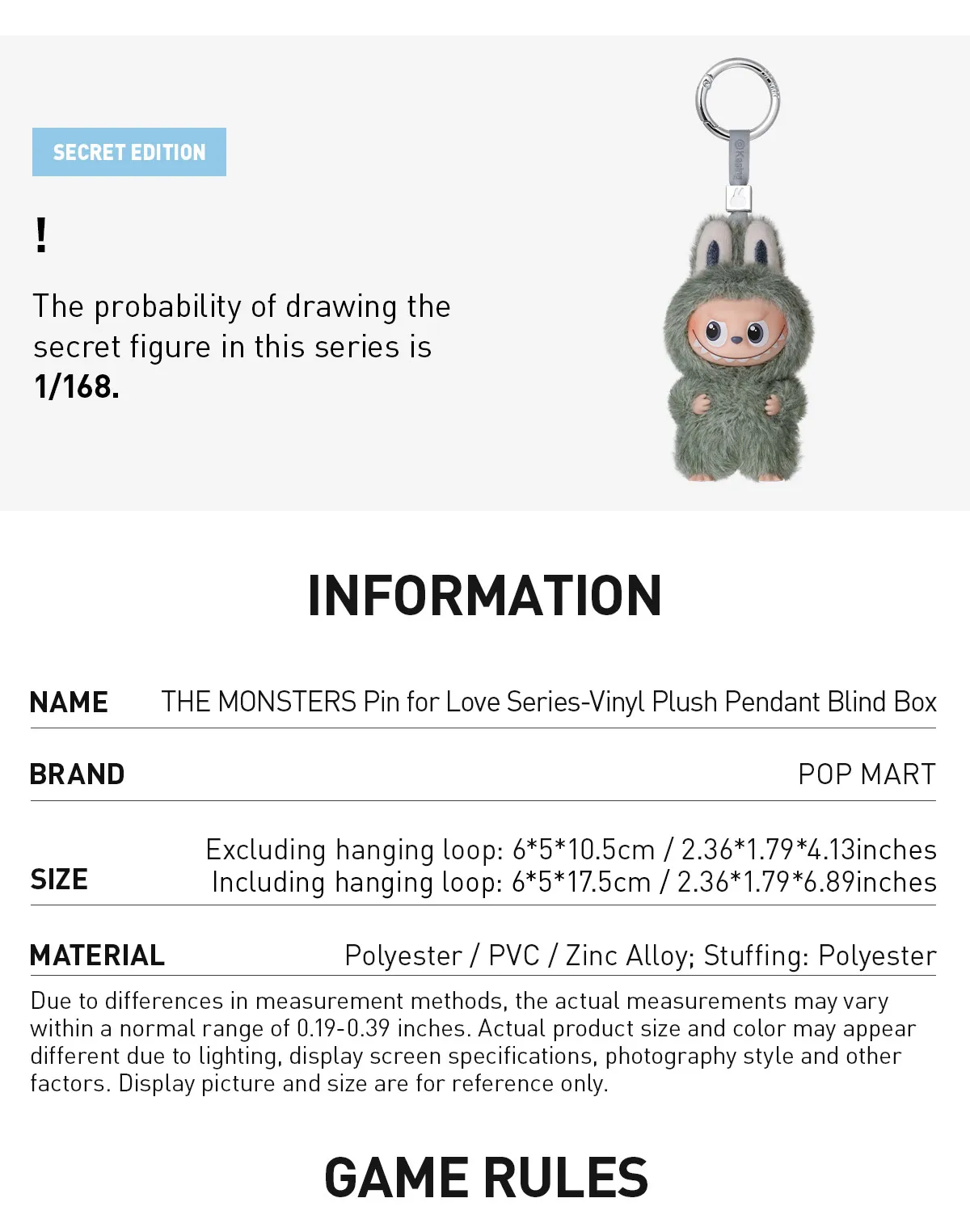 THE MONSTERS - Labubu V4 - Pin For Love Vinyl Plush Pendant N-Z (Blind Box)
